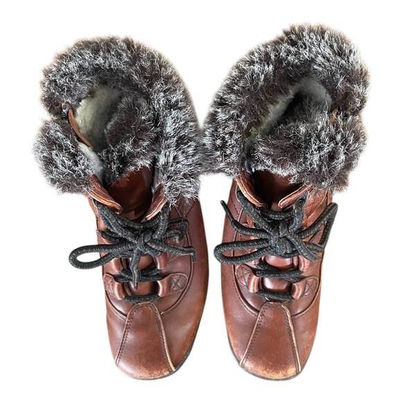 Women's Blondo Brown Lace-up Sherpa Lined Ankle Boots - Size 6 M # 714P46 - Picture 10 of 12